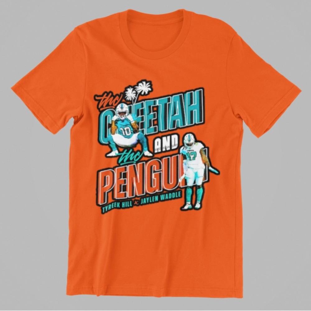 CHEETAH & PENGUIN MIAMI FOOTBALL WR DUO GRAPHIC QUALITY SHIRT